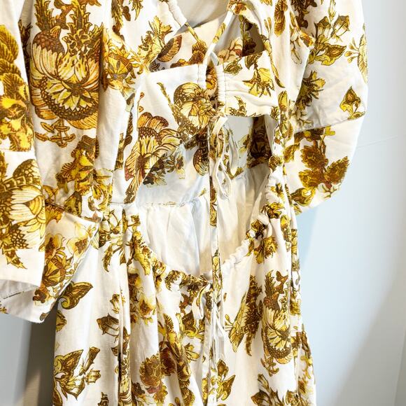 Shona Joy Bella Floral Open Back Linen Blend Mini Dress - size 4 - Picture 4 of 7